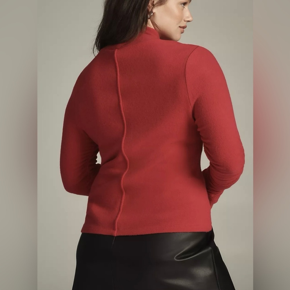 Anthropologie Pink Turtleneck Ruched Sleeve Top XXS - Picture 8 of 11